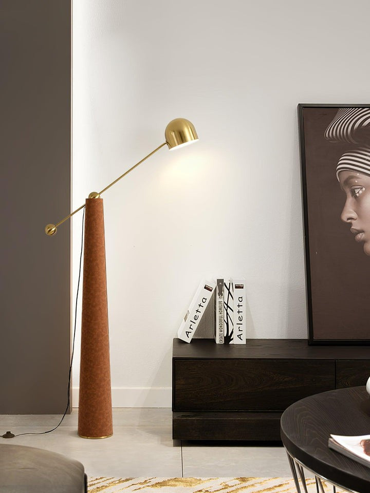 Sleek LED Floor Lamp with Leather Accents