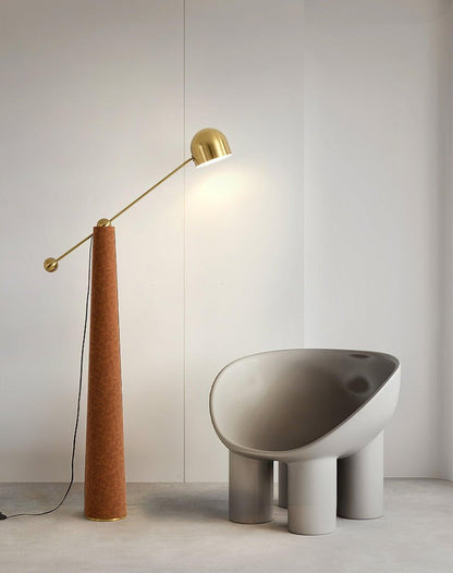 Sleek LED Floor Lamp with Leather Accents