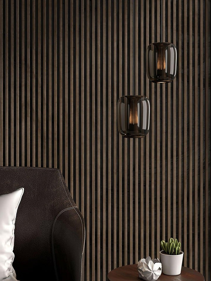 Smoke Gray LED Glass Pendant Light with Gold Accents