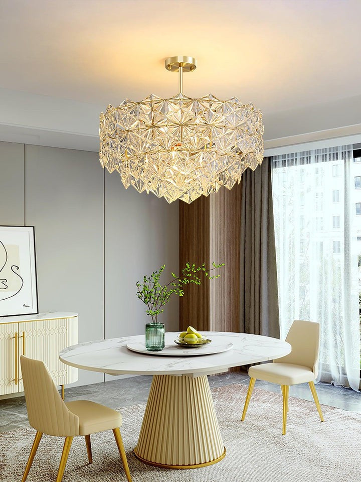 Snowflake-Inspired Glass Ceiling Chandelier