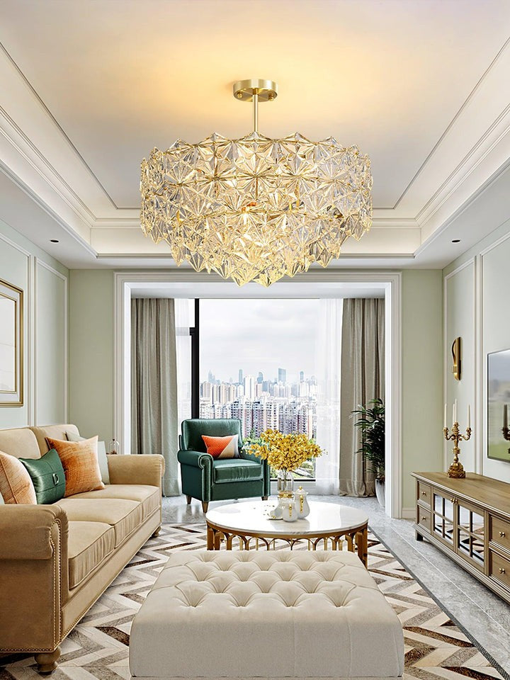 Snowflake-Inspired Glass Ceiling Chandelier