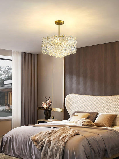 Snowflake-Inspired Glass Ceiling Chandelier