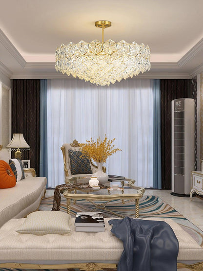 Snowflake-Inspired Glass Ceiling Chandelier