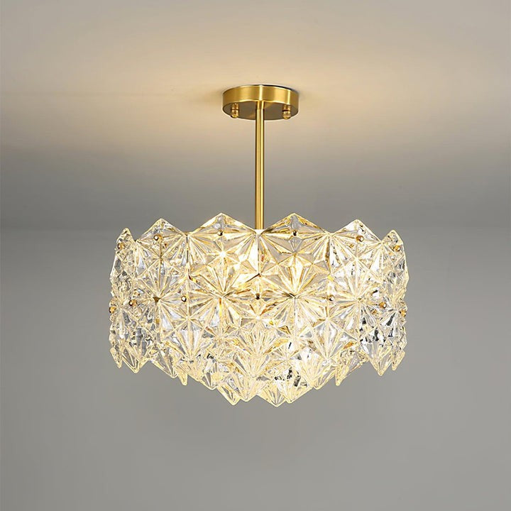 Snowflake-Inspired Glass Ceiling Chandelier