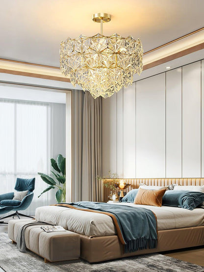 Snowflake-Inspired Glass Ceiling Chandelier