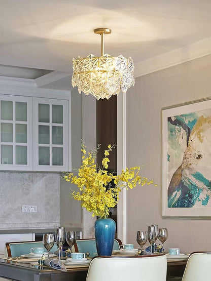 Snowflake-Inspired Glass Ceiling Chandelier