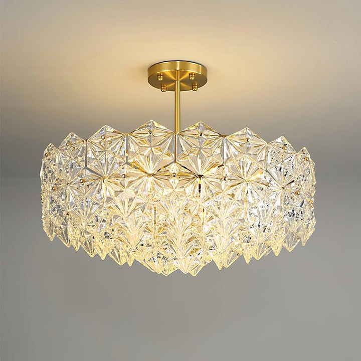 Snowflake-Inspired Glass Ceiling Chandelier