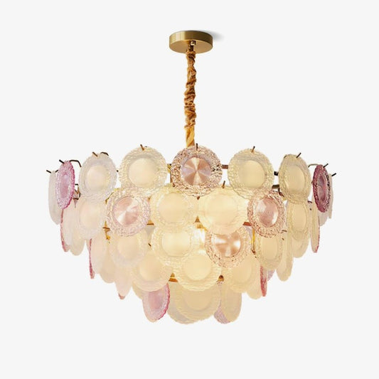 Soft-Hued Glass Disc Branch Chandelier