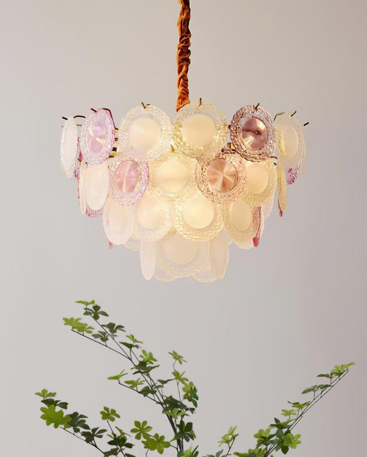 Soft-Hued Glass Disc Branch Chandelier