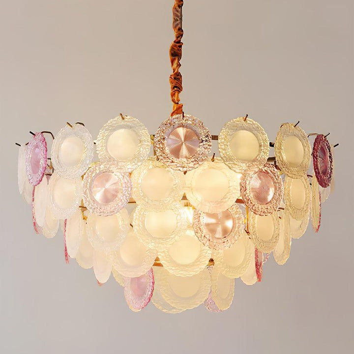 Soft-Hued Glass Disc Branch Chandelier
