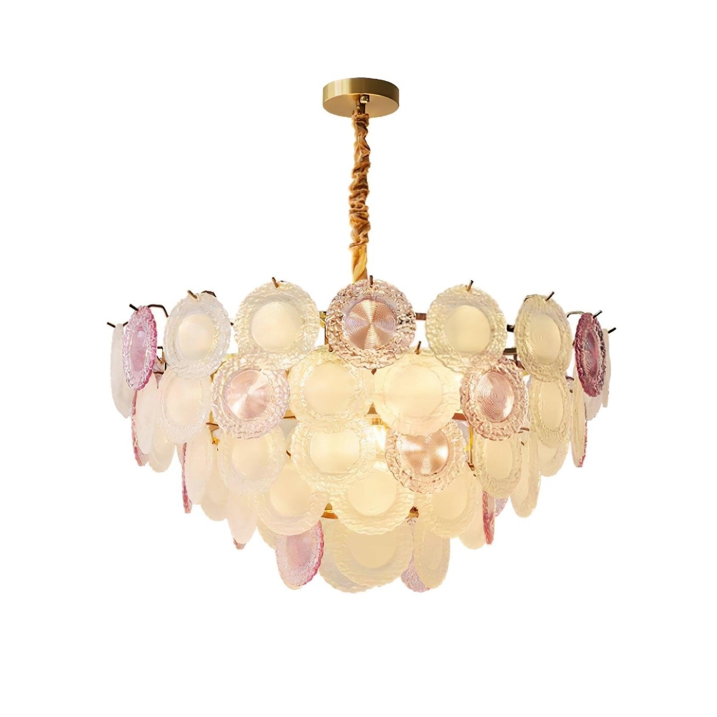Soft-Hued Glass Disc Branch Chandelier