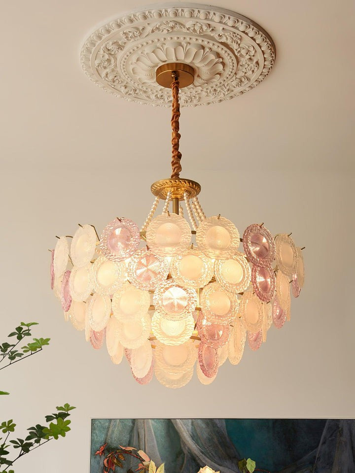 Soft-Hued Glass Disc Branch Chandelier