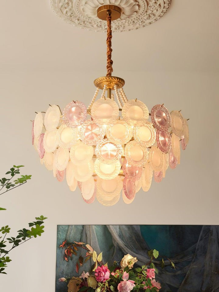 Soft-Hued Glass Disc Branch Chandelier