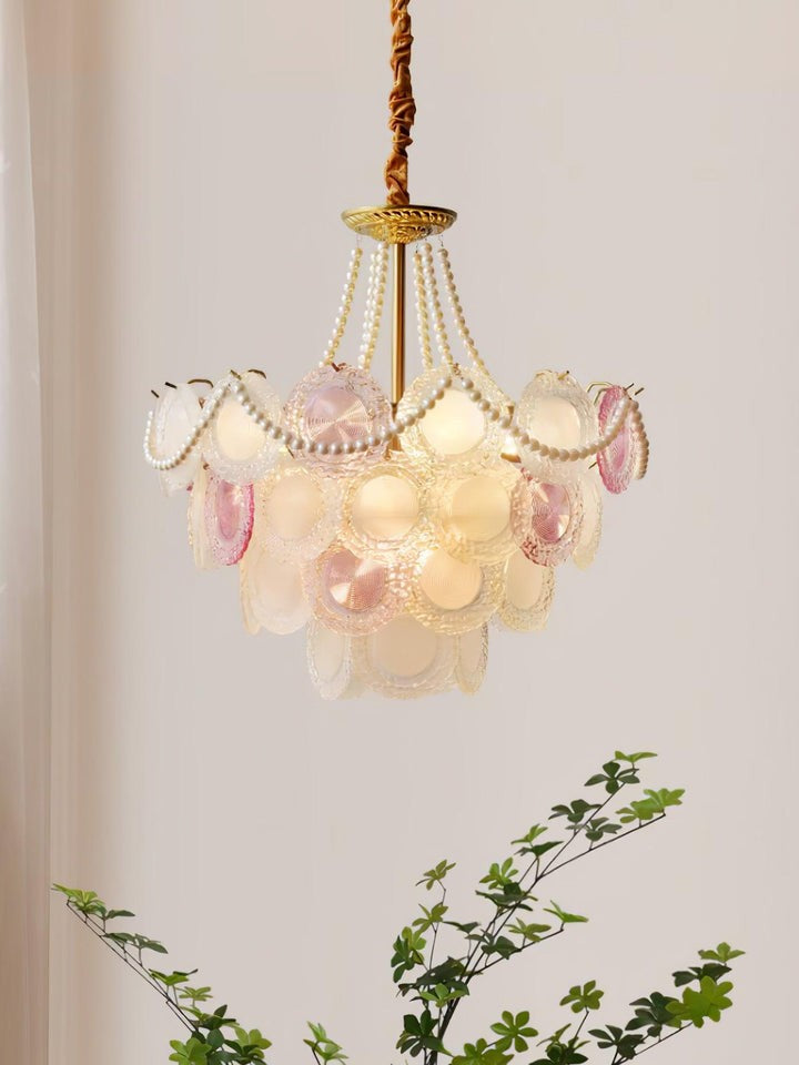Soft-Hued Glass Disc Branch Chandelier