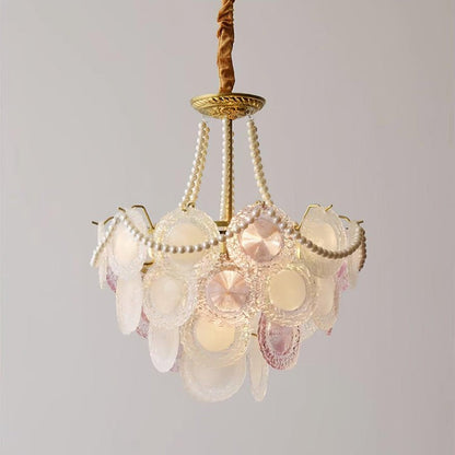 Soft-Hued Glass Disc Branch Chandelier