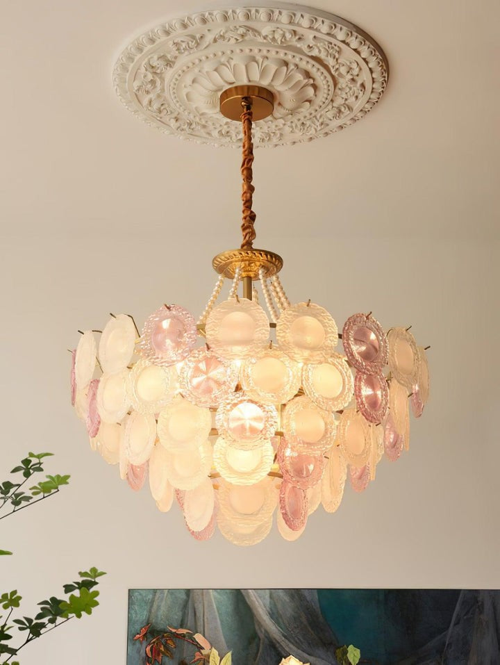 Soft-Hued Glass Disc Branch Chandelier