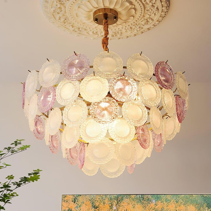 Soft-Hued Glass Disc Branch Chandelier