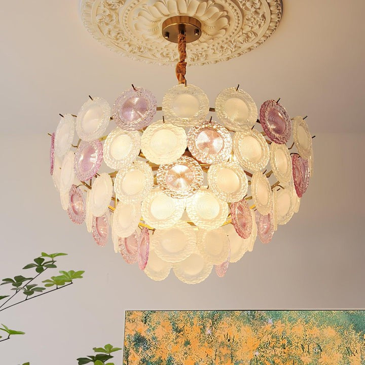 Soft-Hued Glass Disc Branch Chandelier