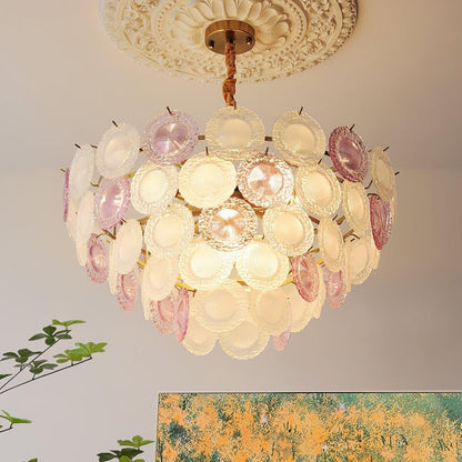 Soft-Hued Glass Disc Branch Chandelier