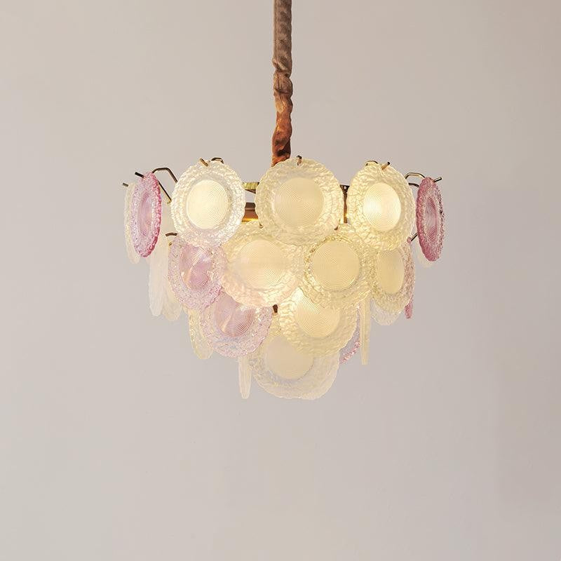 Soft-Hued Glass Disc Branch Chandelier