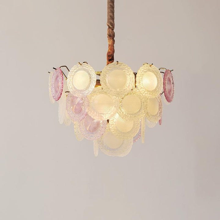 Soft-Hued Glass Disc Branch Chandelier