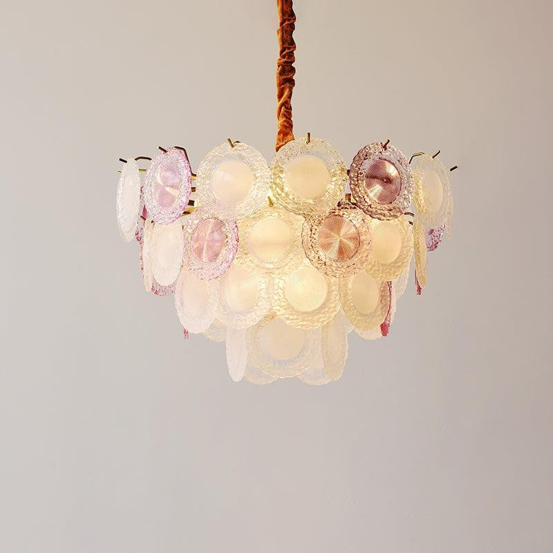 Soft-Hued Glass Disc Branch Chandelier