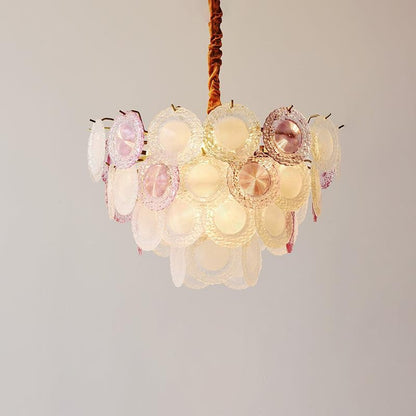 Soft-Hued Glass Disc Branch Chandelier