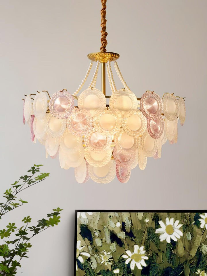 Soft-Hued Glass Disc Branch Chandelier