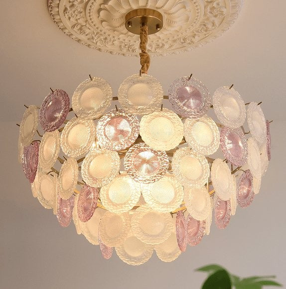 Soft-Hued Glass Disc Branch Chandelier