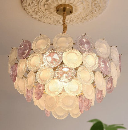 Soft-Hued Glass Disc Branch Chandelier
