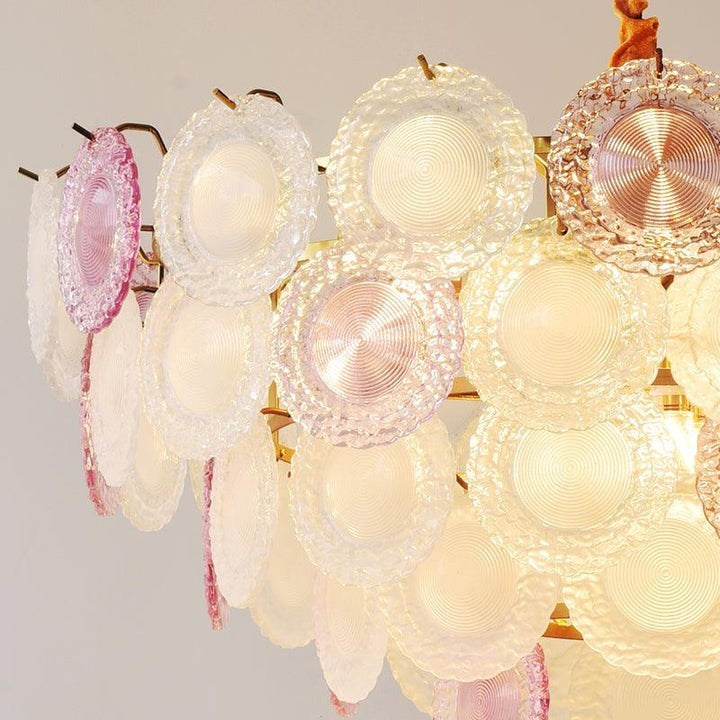 Soft-Hued Glass Disc Branch Chandelier