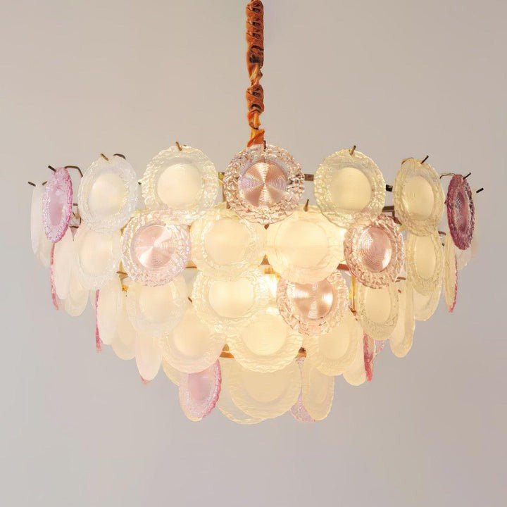 Soft-Hued Glass Disc Branch Chandelier
