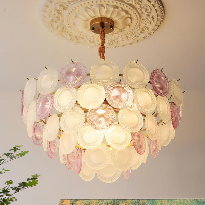 Soft-Hued Glass Disc Branch Chandelier