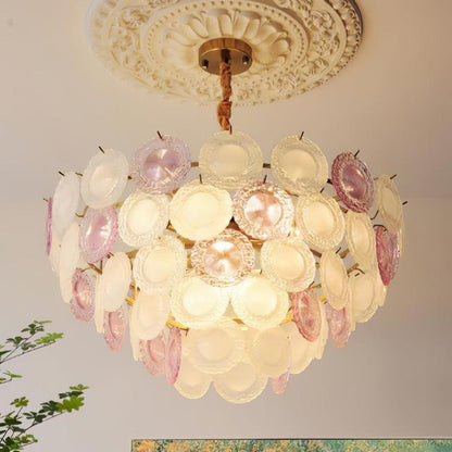 Soft-Hued Glass Disc Branch Chandelier
