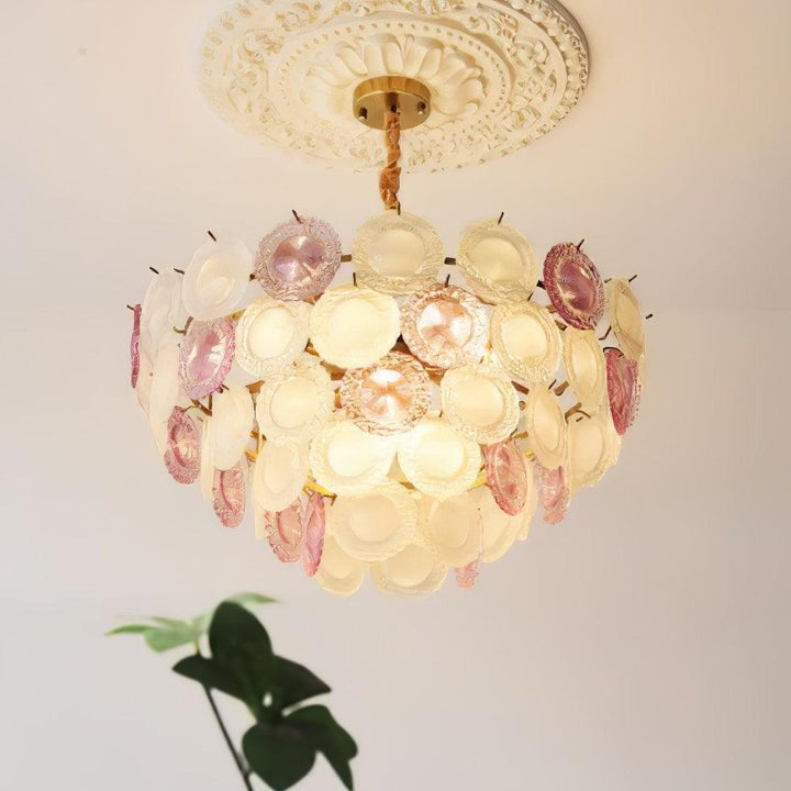 Soft-Hued Glass Disc Branch Chandelier