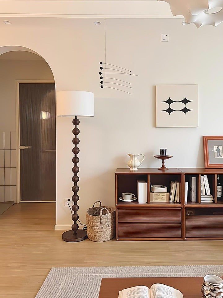 Solid Ash Wood Barbell Floor Lamp