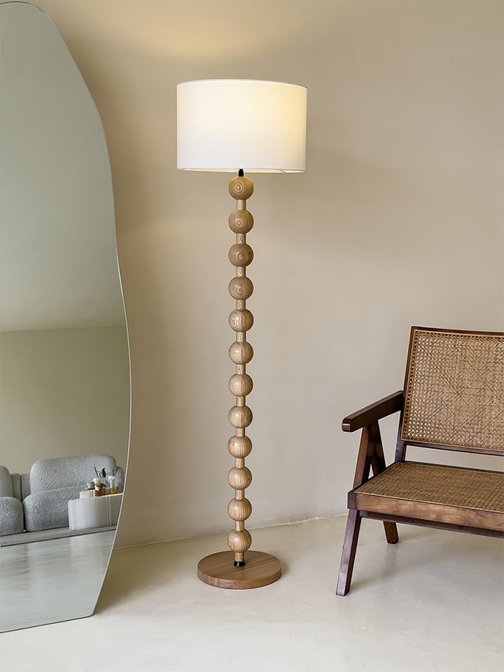 Solid Ash Wood Barbell Floor Lamp