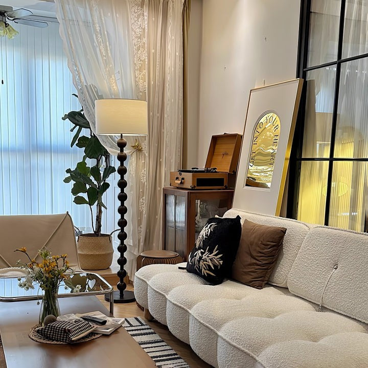 Solid Ash Wood Barbell Floor Lamp