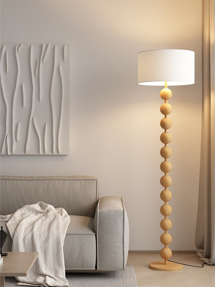 Solid Ash Wood Barbell Floor Lamp