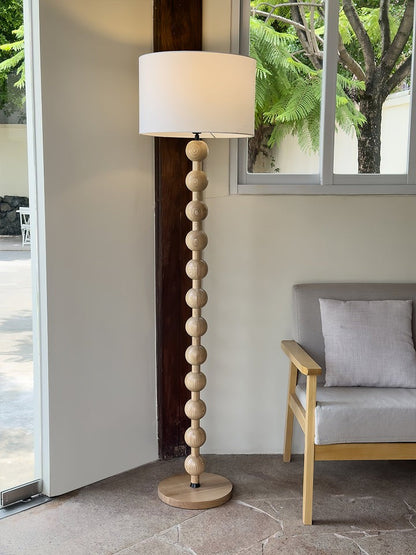 Solid Ash Wood Barbell Floor Lamp