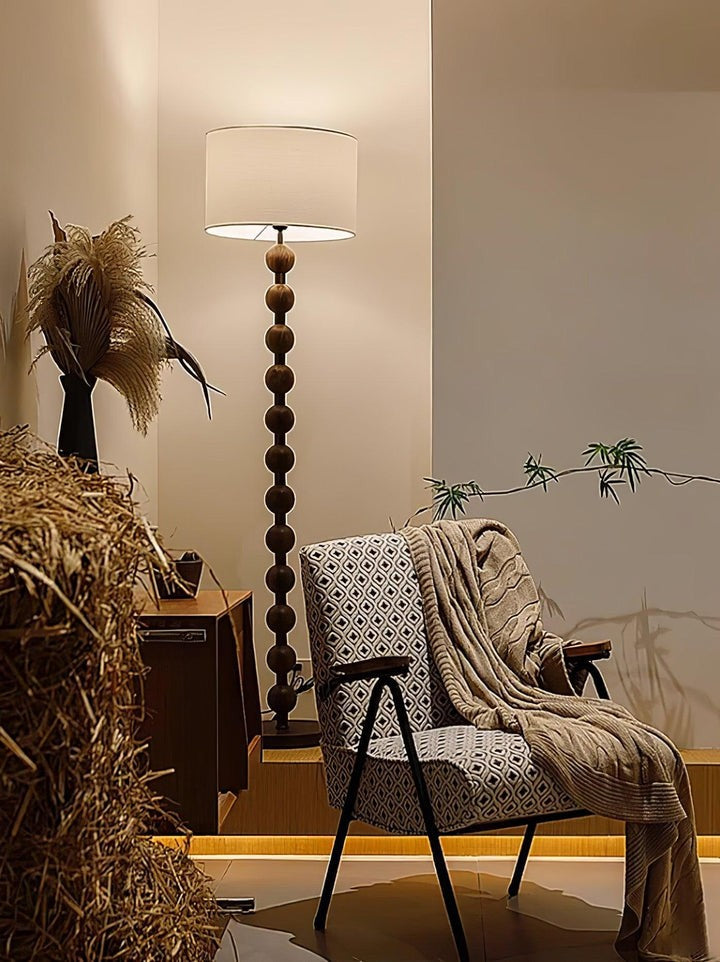 Solid Ash Wood Barbell Floor Lamp