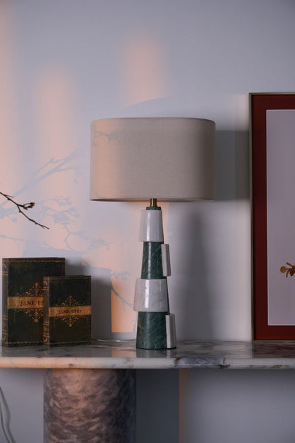 Solid Marble Base Table Lamp with Fabric Shade