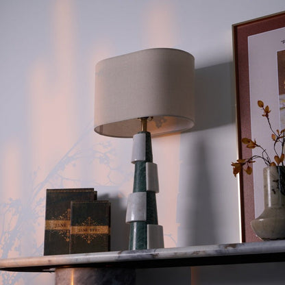 Solid Marble Base Table Lamp with Fabric Shade