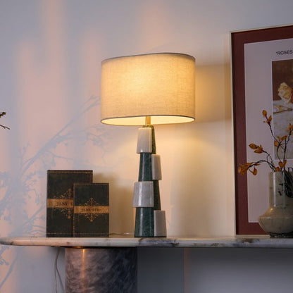 Solid Marble Base Table Lamp with Fabric Shade