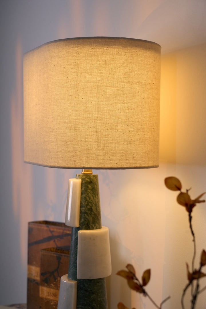 Solid Marble Base Table Lamp with Fabric Shade