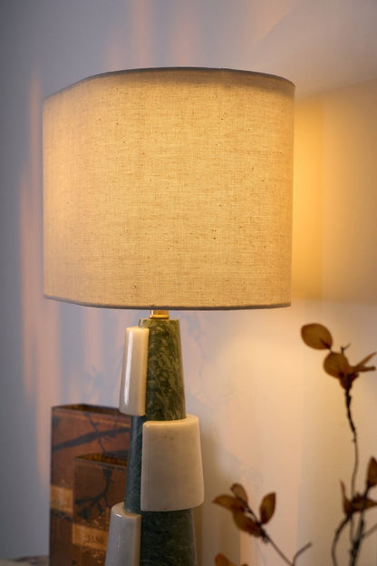 Solid Marble Base Table Lamp with Fabric Shade
