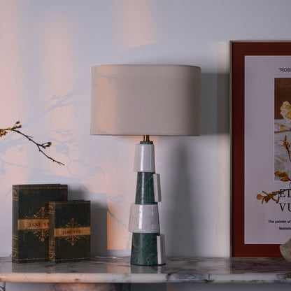 Solid Marble Base Table Lamp with Fabric Shade