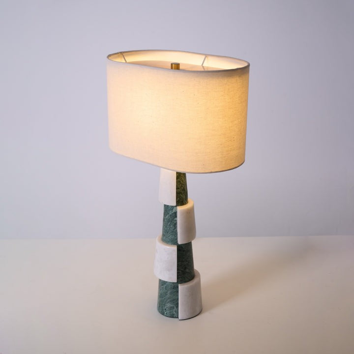 Solid Marble Base Table Lamp with Fabric Shade