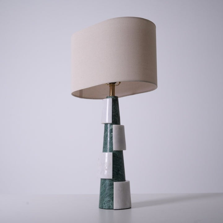 Solid Marble Base Table Lamp with Fabric Shade