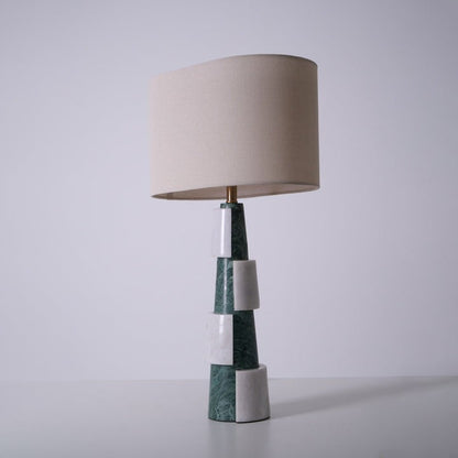 Solid Marble Base Table Lamp with Fabric Shade